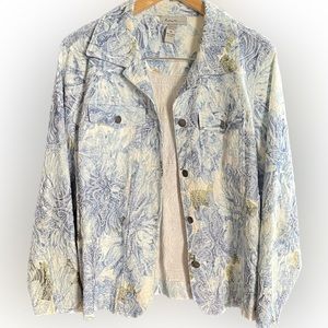 Beautiful Analogy Button Down Jacket Womens 1X Floral Stretch